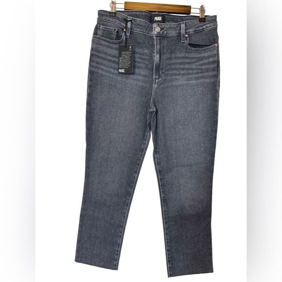 NWT PAIGE Denim Cindy High Rise Straight Ankle in Ash Black - Picture 3 of 10